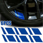 6pcs Car Wheel Rim Vinyl Decal Stickers Blue Reflective Accessories For 16"-21"