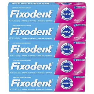5 Pack Fixodent Complete Original Denture Adhesive Cream 2.4 oz- Free Shipping - Picture 1 of 6