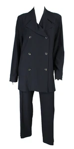 PETER COHEN Deep Blue Wool Twill Double Breasted Coat & Pant Suit Set L - Picture 1 of 12