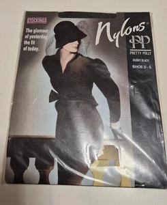 Genuine Vintage New Unopened Pretty Polly Nylon Stockings In Dusky Black 3 - 5 - Picture 1 of 4