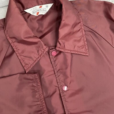 Vintage Sears Men’s Store Nylon Long Sleeve Snap Up Red Jacket Unlined Blank - Image 1 of 4