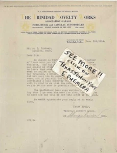 1914 LETTER TRINIDAD COLORADO F C FARQUHARSON NOVELTY WORKS FORD BUICK CADILLAC - Picture 1 of 1