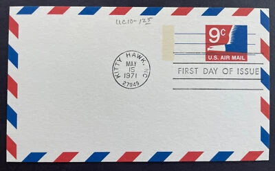 UXC10 FDC US Postal Air Mail Card Kitty Hawk NC 1971 9c - Image 1 of 2