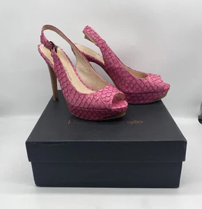 New House Of Harlow Heels Fucshia Pink Gold Fish Scale US Size 9 Platform Pumps - Picture 1 of 10