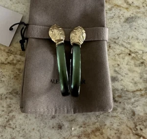 100% Authentic Alexis Bittar Rocky Metal, Crystal & Lucite Clip On Earrings $245 - Picture 1 of 14
