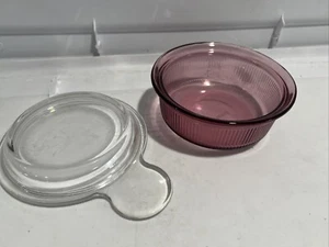 Corning Visions Cranberry Schüssel mit Deckel C-16-B 1 Pint 450 ml Made In USA Vintage - Bild 1 von 8
