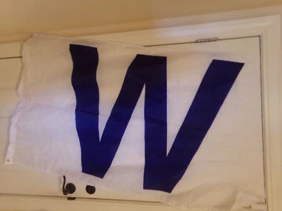 MLB Chicago Cubs Baseball Deluxe Traditional Winning "W" 3'x5'  White Flag - Image 1 of 3