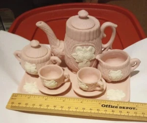 Vintage Miniature Pink White Floral Design Tea Set No Box Beautiful set - Picture 1 of 16