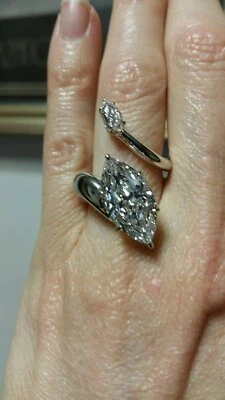 Anillo nupcial único de plata 925 con circonita cúbica y corte marquesa de 5,13 quilates para mujer Foto 1 de 4