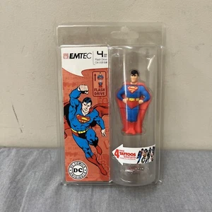 DC COMICS EMTEC Superman figure 4 GB USB 2.0 Flash Drive w/ 4 Tattoos FS Charity - Picture 1 of 8