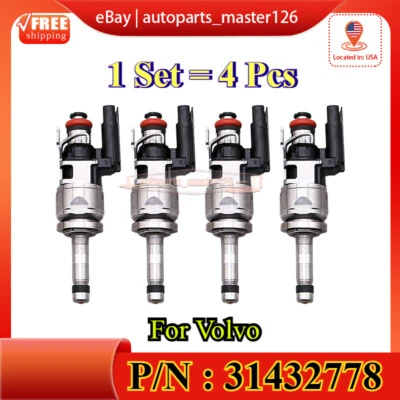 4 件装适用于沃尔沃 XC90 XC60 V90 V60 S90 2.0L 涡轮燃油喷射器 31432778 T5 T6 — 第 1/4 张图片