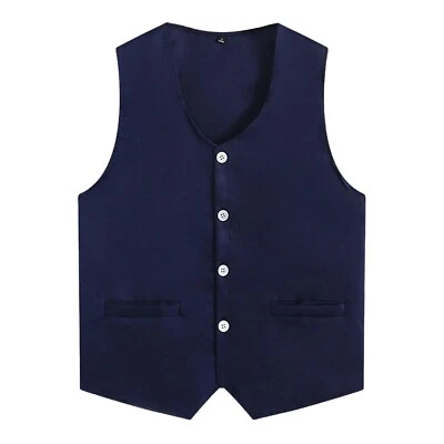 Mens Womens Vest Solid Color Top Casual Waistcoat Quick Dry Uniform Bartender - Image 1 of 4