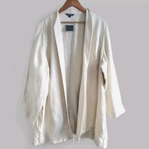 Lands End Linen Blazer Women's 24 Light Flax Lagenlook Open Front Nwt - Picture 1 of 11