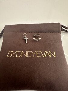 Sydney Evan Gold And Diamond Arrow Stud And Cross Charm Set