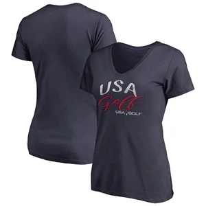 Women's Navy USA Golf Graceful V-Neck T-Shirt - Picture 1 of 3