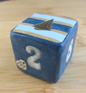 Jena's Handmade Backgammon Doubling Cube Nautical Sailboat Blue White OOAK #415 - Picture 1 of 14