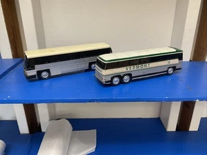 Vermont Bus Toy Bank Transit Lines Vintage Jimson #340 Plastic Hong Kong 2 Buses - Picture 1 of 7
