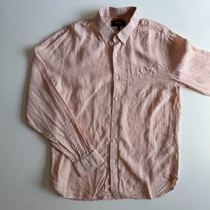 JACK SPADE 100% Linen Long Sleeve Button Down Shirt Mens M Orange Micro Stripes - Picture 1 of 12