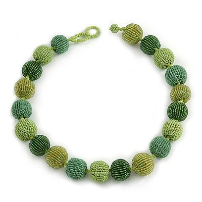 Green Glass Beaded Chunky Necklace - 57cm Long - Image 1 of 4