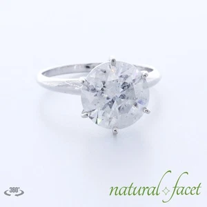 ANILLO SOLITARIO CLÁSICO DE 6 PUNTAS ORO BLANCO 14K CORTE REDONDO DIAMANTE LABORATORIO F/SI2 3,6 QUILATES - Imagen 1 de 4