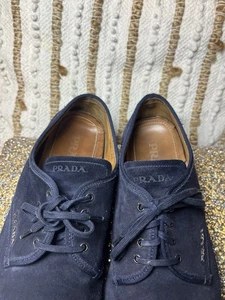 Prada Men's Blue Suede Lace Up Oxfords Shoes sz 11 - Picture 1 of 11