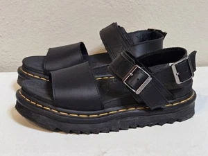 Dr. Martens Voss Women's Size 7 Sandals Black Adjustable Leather Strap Open Toe - Picture 1 of 14