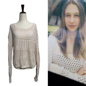 PINS AND NEEDLES UO Fisherman Open Knit Sweater Cream M ASO Violet Harmon - Picture 1 of 8