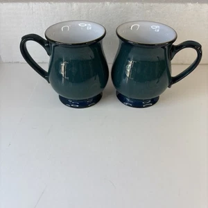 "Taza artesanal Denby Greenwich rara verde blanca 4"" hecha en Inglaterra (2)" - Imagen 1 de 6