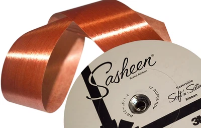 250 Yards Sasheen 3M Satiny 3/4" 1-1/4" Ribbon Wedding Bow Copper Burgundy Gold - Image 1 of 3