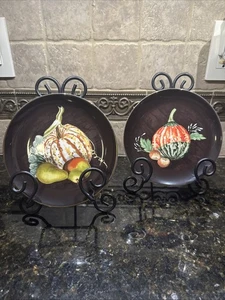 (2) PLATOS APERITIVOS WILLIAMS SONOMA "COSECHA CALABAZA" 6 3/4" ~ DESCATALOGADOS - Imagen 1 de 8