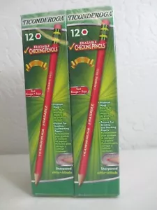 72 Ticonderoga Erasable Checking Pencils with Eraser Carmine Red Lead 6 Dozen - Picture 1 of 12