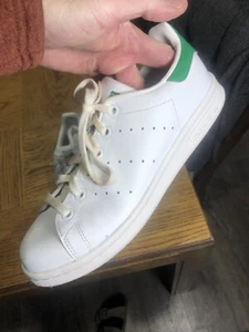 Classic Adidas Stan Smith Men’s US 5.5 EU 38 White Leather Green Heel - Picture 1 of 12