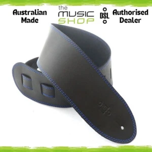 DSL 3.5" Thick SGE Series Classic Leather Guitar Strap, Black/Blue - SGE35-15-8 - Picture 1 of 1