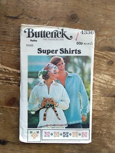 4336 Loose Fit Unisex Shirt Size 6 B30" Uncut Vintage Butterick Sewing Pattern - Picture 1 of 2
