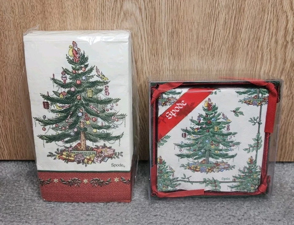 SPODE Christmas Tree GUEST Paper Napkins 32 3-PLY  & 20 Cocktail Napkins New - Image 1 of 4