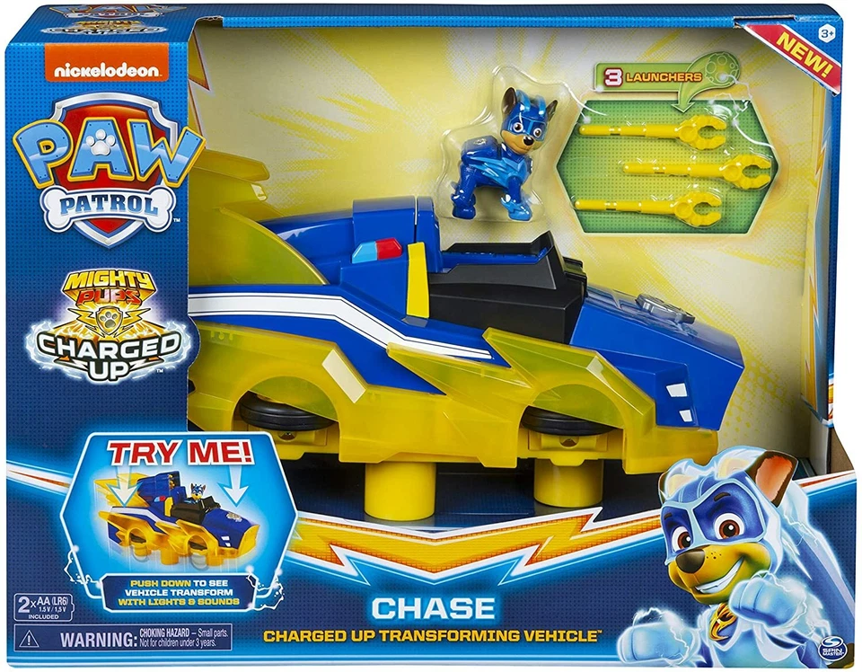 Paw Patrol Carica Trasformazione Luci e Suoni Deluxe Veicolo CHASE - Immagine 1 di 1