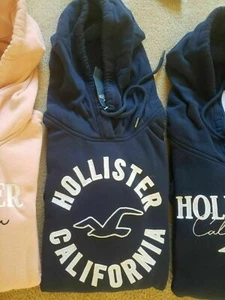 NWT Hollister Women Pullover Embroidered Logo Graphic Navy Blue Large Medium - Picture 1 of 1