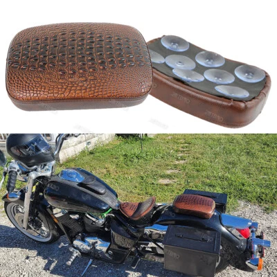 Alligator Motorcycle Rear Pillion Passenger Seat Pad 8 Suction Cups For Harley - Image 1 of 4