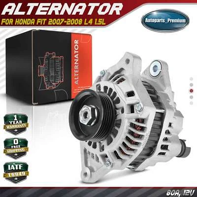 1x Alternador para Honda Fit 2007-2008 L4 1.5L 80 Amp 12 Voltios CW Polea de 5 Ranuras Foto 1 de 4