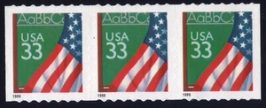 Scott #3283a Flag Over Classroom (Chalkboard) Booklet Pane of 3 Stamps - MNH - Picture 1 of 1