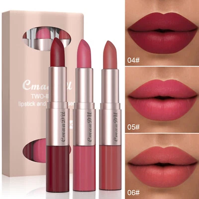 3 Color/Set Sexy Lipstick & Lip Gloss 2 in 1 Lip Tint Lip Stick Makeup for Women - Image 1 of 4