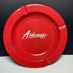 "Cenicero de metal vintage Arkansas publicidad rojo y blanco 5,25""" - Imagen 1 de 5