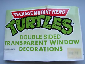 1990'S SPI TEENAGE MUTANT HERO TURTLES DOUBLE SIDED TRANSPARENT WINDOW STICKERS - Picture 1 of 16