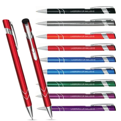 SCHILDERIO 10 Stück - Metall-Kugelschreiber "STAR" mit individueller Gravur (Lasergravur)