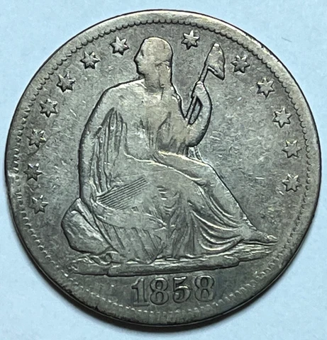 1858-S Seated Liberty Half Dollar; Nice Better Date Silver 50C Cover