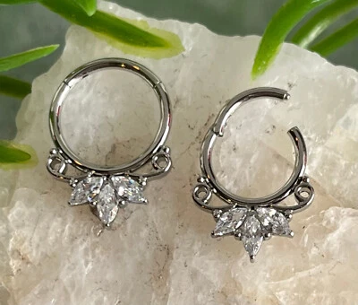 Anillo de segmento con bisagras ventilador gema marquesa 16 g clicker de tabique hélice daith orbital 1 pieza Foto 1 de 3