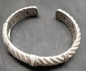 Vintage Judith Ripka Sterling Silver White CZ Wide Cuff Bracelet - Picture 1 of 9