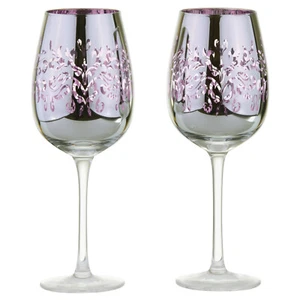 ARTLAND Filigree Glasses | Set of 2 | Blue/Lilac & Silver | Home Bar Addition - Picture 1 of 24