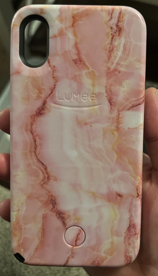 Funda LED LuMee Duo Selfie para iPhone X - Mármol Rosa Foto 1 de 3