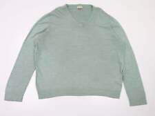 jhon lewis Mens Green V-Neck Acrylic Pullover Jumper Size XL
